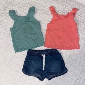 Cat & Jack 18 Month Set with Jean Shorts and Tank Tops